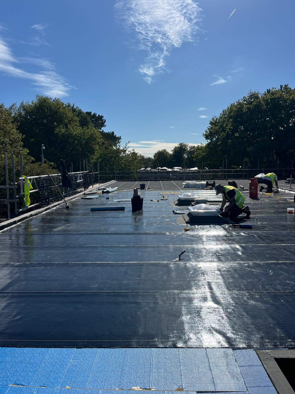 commercial warm flat roof (Gomer School Gosport Soprema)